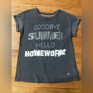 Butter Girls Gray Cotton Soft Graphic T-Shirt Goodbye Summer Hello Homework - MD